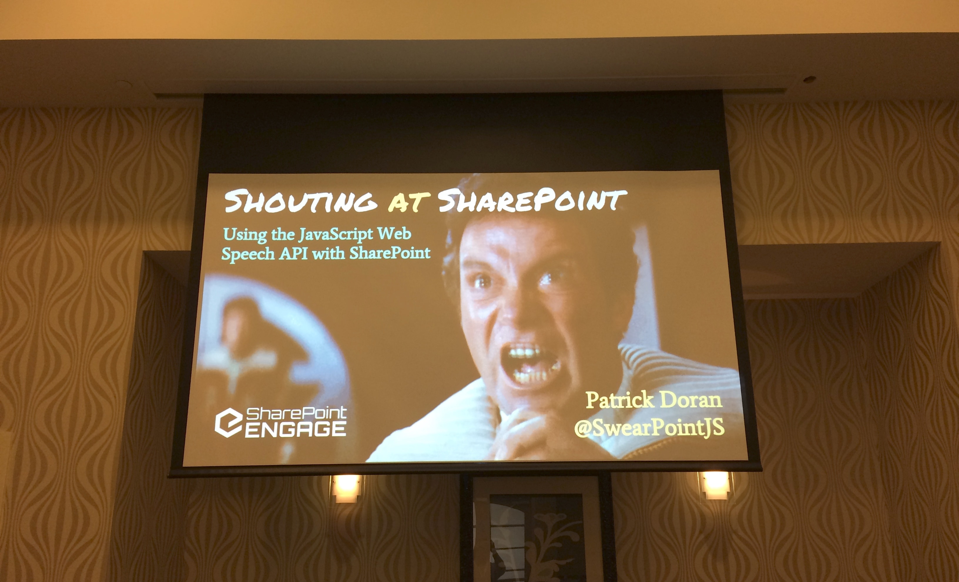 Photograph of slides being presented at the SharePoint Engage Conference in Raleigh